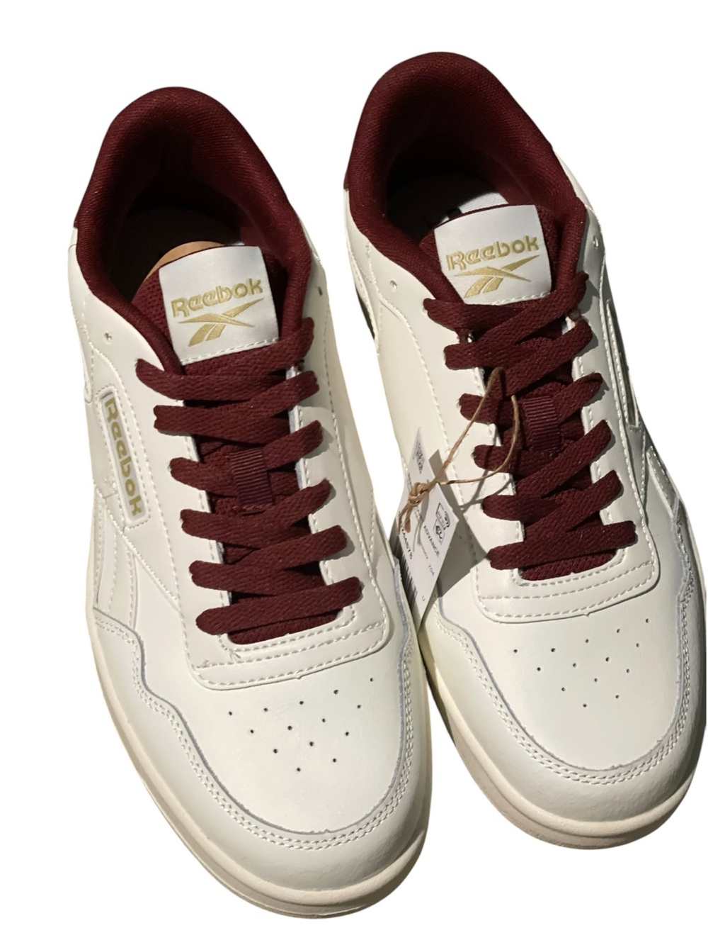 Reebok Men's Classic Leather Sneakers - White with Maroon unisex mens size 9